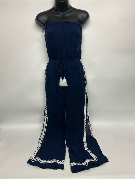 Surf Gypsy Pants - Strapless Navy Wide-Leg Jumpsuit with Tassel Tie surf gypsy size small